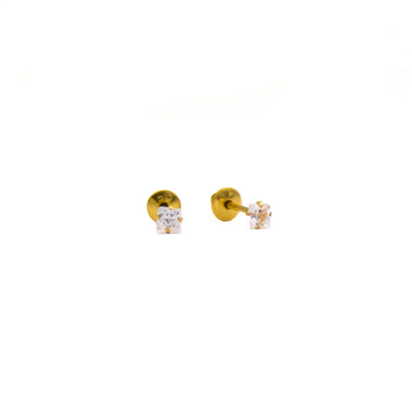 Brincos Ouro 18K Bebê/Segundo Furo Quadrado 2mm