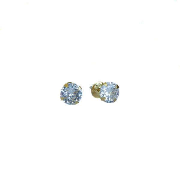 Brincos Ouro 18K Ponto Luz/Solitário 7mm Zircônia - Image 3
