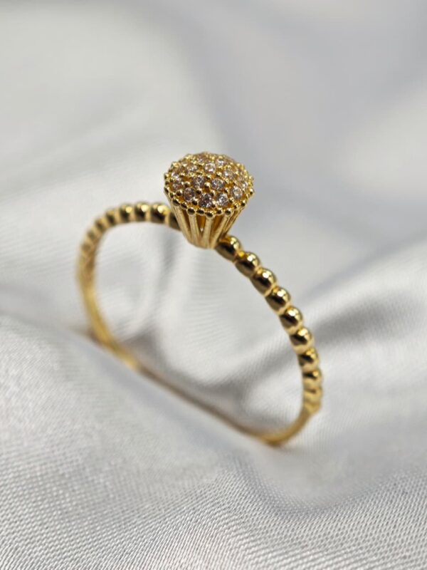 Anel Chuveiro Com Bolinhas Ouro 18K C/Zirconia - Image 3