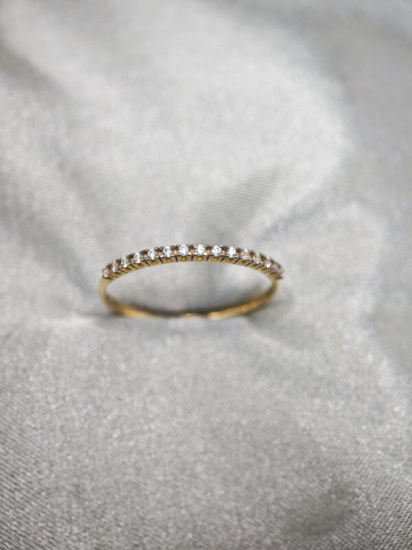 Anel Cravejado C/Zirconia Meia Aliança Ouro18K - Image 3