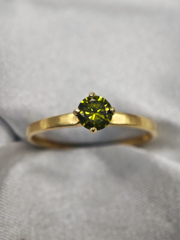Anel Ouro 18K Pedra Peridoto 4 Garras