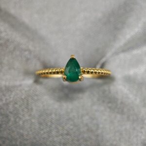 Anel Gota P/Verde Com Bolinhas Ouro 18K