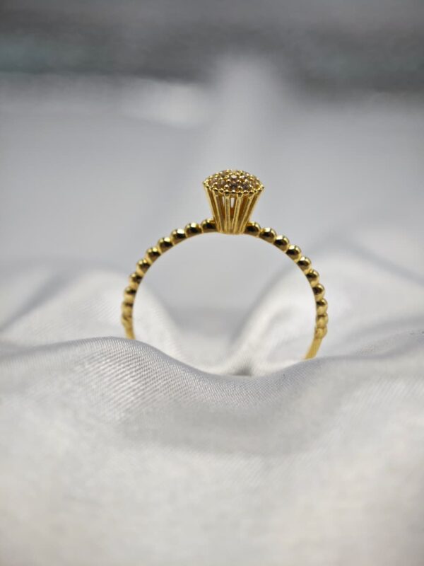 Anel Chuveiro Com Bolinhas Ouro 18K C/Zirconia - Image 2