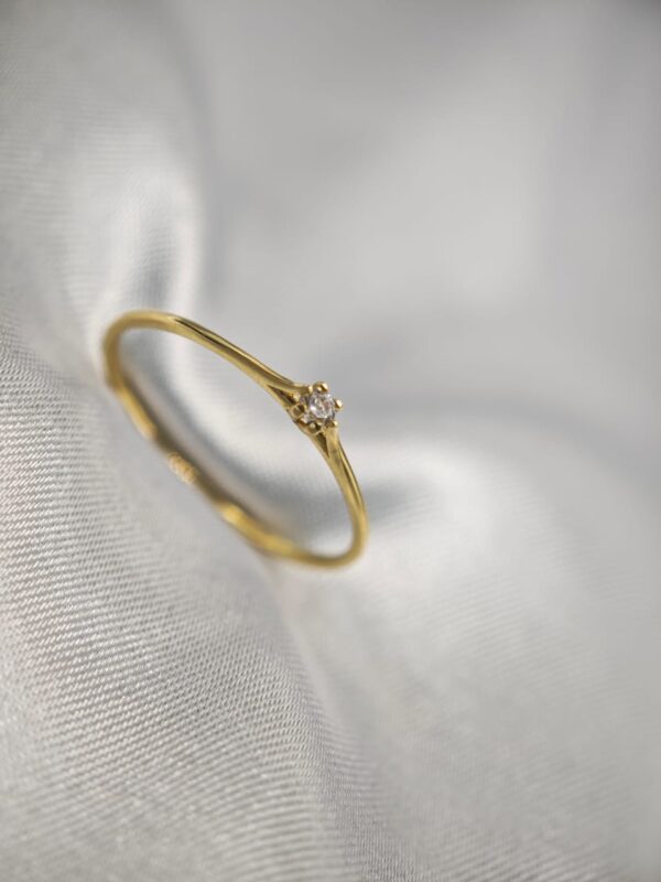 Anel Ouro 18K Solitario 6 Garras Caixa Baixa - Image 2