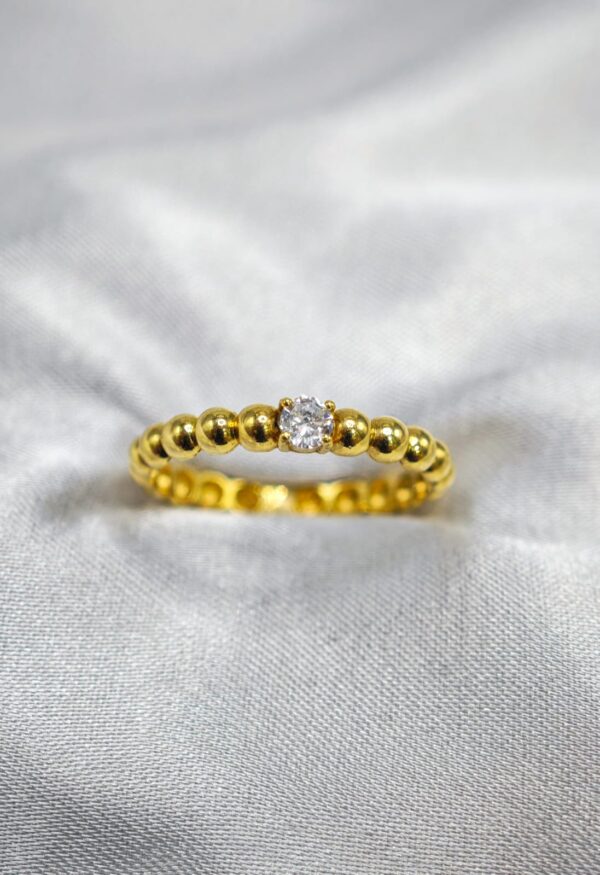 Anel Bolinhas C/ Pedra Ouro 18K