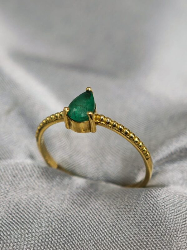 Anel Gota P/Verde Com Bolinhas Ouro 18K - Image 2