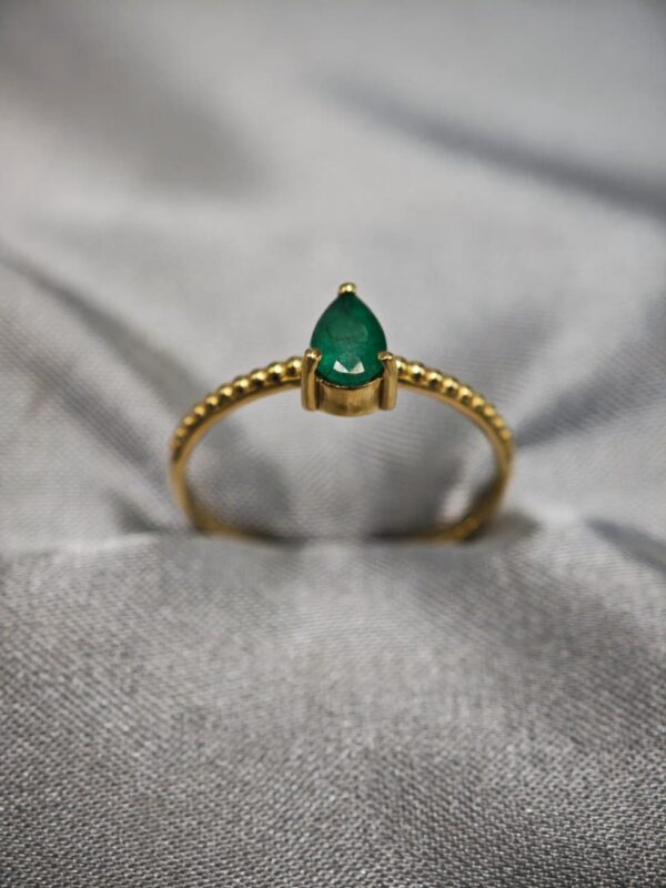 Anel Gota P/Verde Com Bolinhas Ouro 18K - Image 3