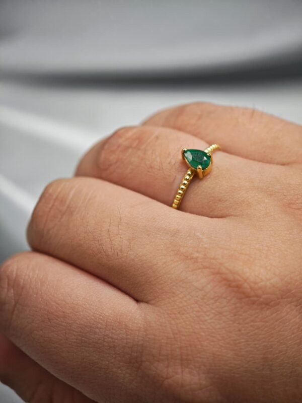 Anel Gota P/Verde Com Bolinhas Ouro 18K - Image 4