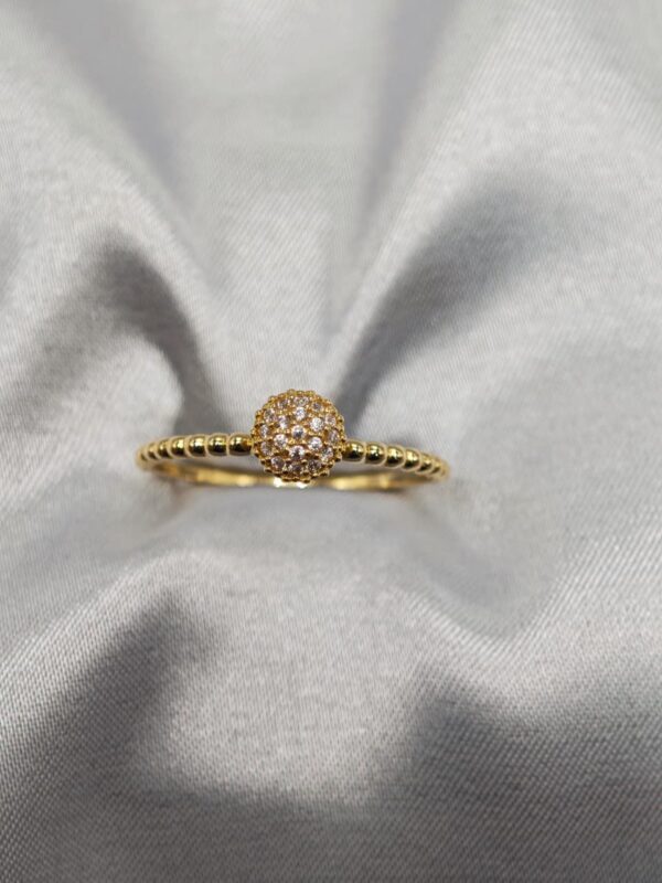 Anel Chuveiro Com Bolinhas Ouro 18K C/Zirconia - Image 4
